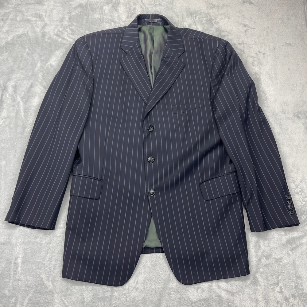 Arnold Brant Blazer Jacket Mens 43R Blue Wool Pinstripe Classic‎ Fit Notch Lapel